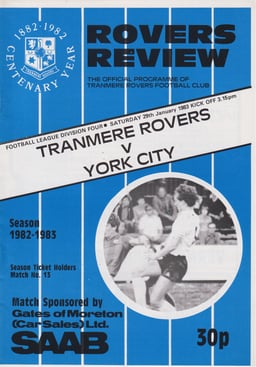 Tranmere Rovers v York City Match Programme 1983-01-29